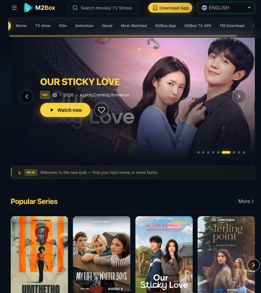 M2Box app download page interface preview